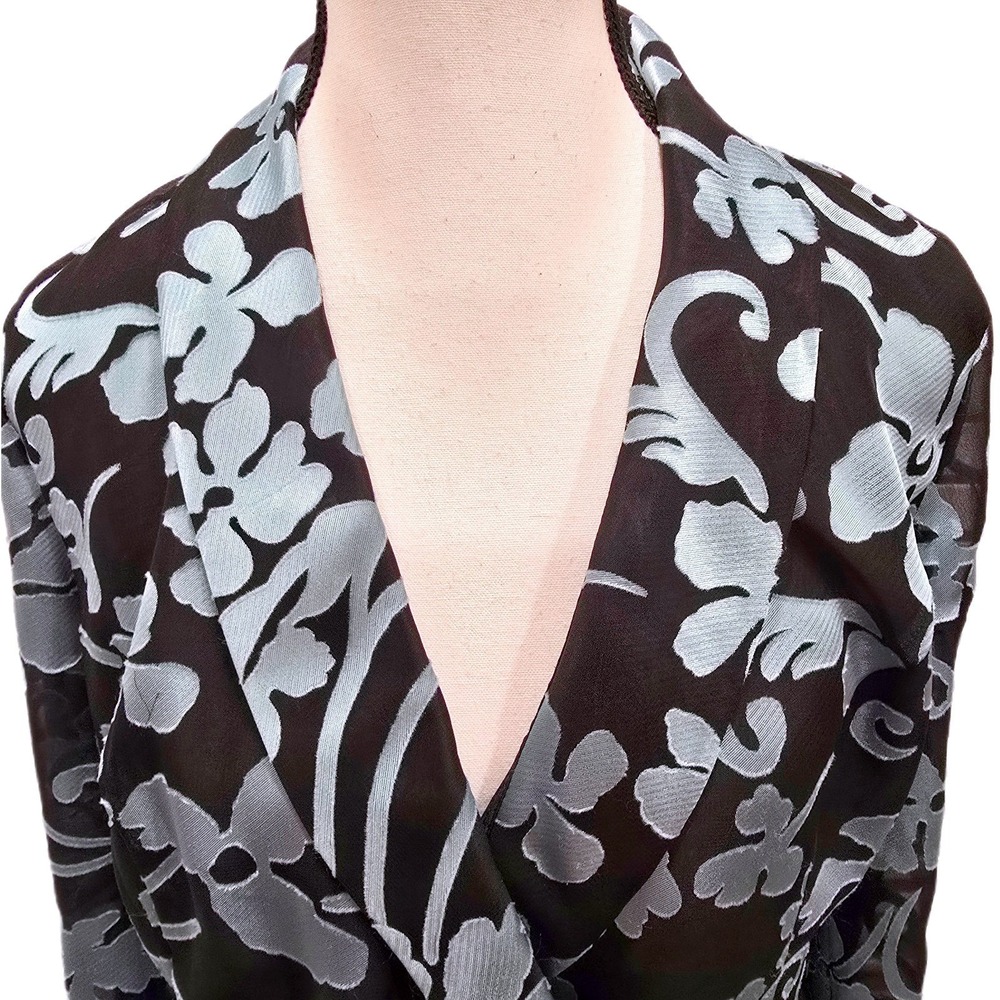 Vintage 90s Alex Evenings Petite MP Sheer Floral Evening Jacket Frog Closure - Picture 3 of 10